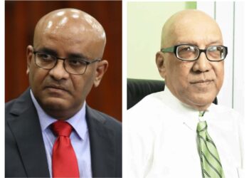 L-R Vice President Bharrat Jagdeo, Columnist GHK Lall