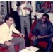 The late Roderick Rainford, former Secretary-General of CARICOM (r) in discussion with a visitor