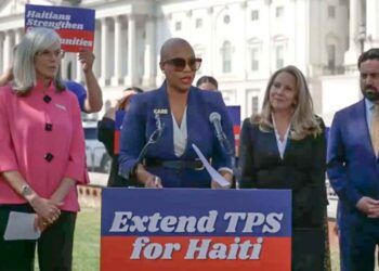 Democratic Rep. Ayanna Pressley, co-chair of the House Haiti Caucus at a press conference hailing the vote as a major humanitarian milestone.