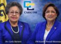 L-R CARICOM Secretary General Dr. Carla Barnett, Prime Minister Trinidad and Tobago Kamla Persad-Bissessar