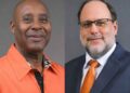 Senator Dennis Gordon (left) and PNP President Mark Golding (right)