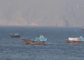 Ships and tankers in the Strait of Hormuz off the coast of Musandam, Oman, April 18, 2026. Reuters.