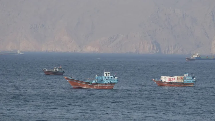 Ships and tankers in the Strait of Hormuz off the coast of Musandam, Oman, April 18, 2026. Reuters.
