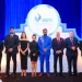 President Dr Mohamed Irfaan Ali, First Lady Arya Ali, Senior Minister within the Office of the President with Responsibility for Finance Dr Ashni Singh, Minister of Culture, Youth and Sports Charles Ramson Jr and other officials of GBTI at the Anniversary Dinner