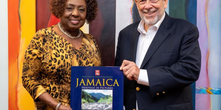 Ralph Gonsalves, right, with Olivia 'Babsy' Grange, who is leading Jamaica’s reparations movement. Photograph: The Repair Campaign