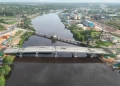 Aerial view of the progress on the construction of the NMWB