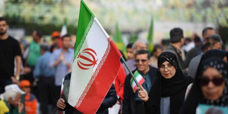 People participate in a rally in Tehran, Iran, April 29, 2026. (Xinhua/Shadati)