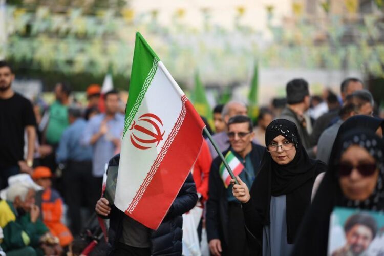 People participate in a rally in Tehran, Iran, April 29, 2026. (Xinhua/Shadati)
