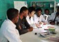 Chinese instructor Ma Yujie (3rd L) demonstrates surgical suturing skills at a lab of Holeta Polytechnic College in the Holeta town of Oromia region, Ethiopia, May 14, 2026. (Xinhua/Liu Fangqiang)