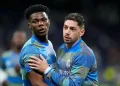 Federico Valverde (right) went to hospital with a head injury after a dressing room row with Aurelien Tchouameni