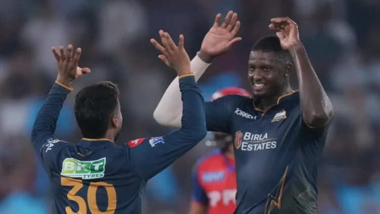Jason Holder got the big wicket of Shreyas Iyer on his way to a four-wicket haul•Associated Press