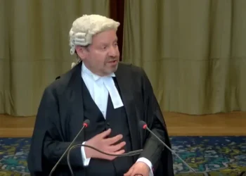 Lead Counsel Phillipe Sands during his presentation on Monday