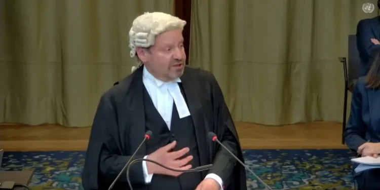 Lead Counsel Phillipe Sands during his presentation on Monday