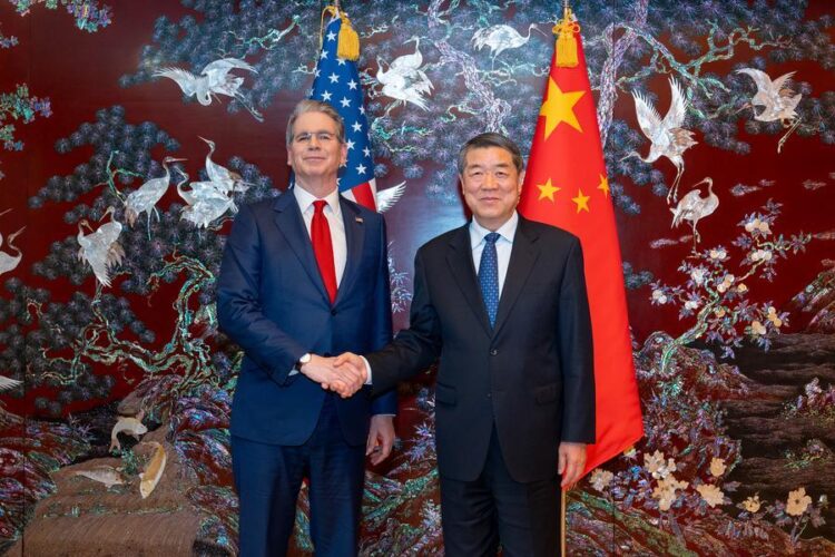 Chinese Vice-Premier He Lifeng, also a member of the Political Bureau of the Communist Party of China Central Committee, shakes hands with US Treasury Secretary Scott Bessent prior to their consultations in South Korea, May 13, 2026. [Photo/Xinhua]