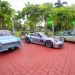Motor racing cars on display