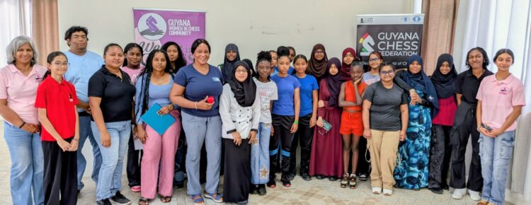 Girls' Chess Camp participants with coaches