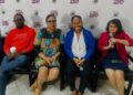 L-R Brian Smith, CEO, DragonFly Drones; Dr. Karen Abrams, Executive Director, STEM Guyana; Dr. Andreasa Morris-Martin, Head of Department, Computer Science, University of GuyanaDr. Gyanpriya Maharaj, Director, Centre for Study of Biological Diversity, University of Guyana