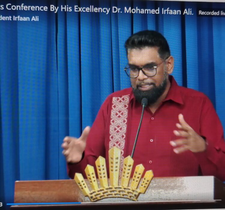 President Irfaan Ali- May 22, 2026 press conference (screengrab)