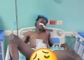Jukeem Scipio in hospital (Kaieteur News photo)
