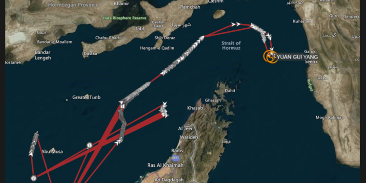 Chinese supertankers Yuan Gui Yang, Ocean Lily, carrying 4 million barrels crude, exit Strait of Hormuz via Iran transit route