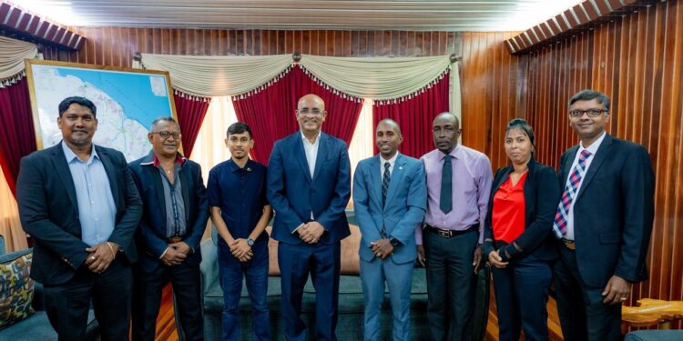 The former APNU leaders with PPP General Secretary (VP Bharrat Jagdeo) centre