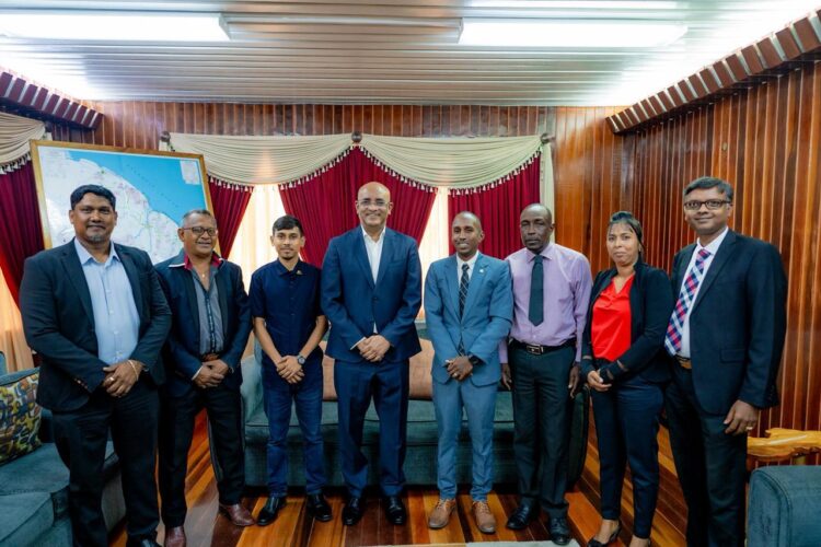 The former APNU leaders with PPP General Secretary (VP Bharrat Jagdeo) centre