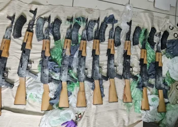 AK-47 rifles found on May 22, 2026 during Police operation conducted along No. 11 Village Public Road, Corentyne, Berbice.