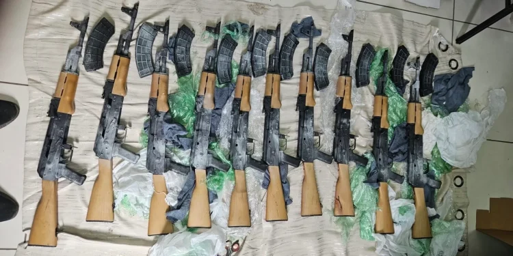 AK-47 rifles found on May 22, 2026 during Police operation conducted along No. 11 Village Public Road, Corentyne, Berbice.