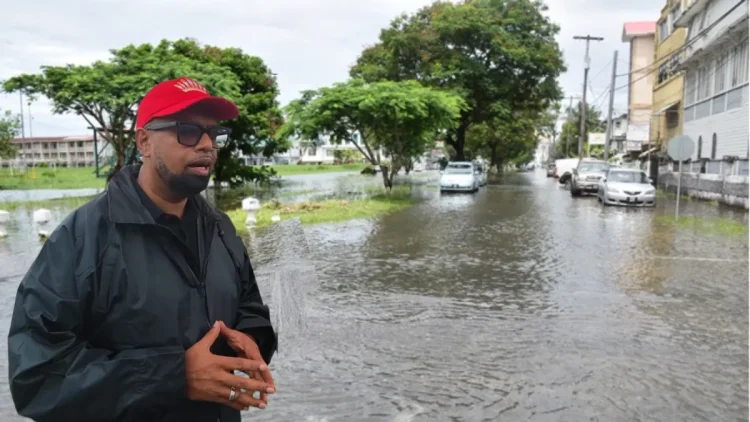President Irfaan Ali at the forefront of the flooding crisis his administrated has created