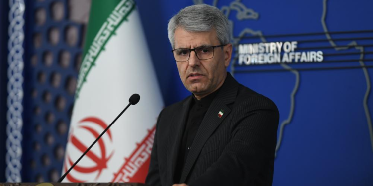Iranian Foreign Ministry spokesperson Esmaeil Baghaei speaks at a weekly press conference in Tehran, Iran, May 11, 2026. Baghaei said Monday that Tehran had sought only its "legitimate rights" in a new peace proposal delivered to the United States through Pakistan, which has been mediating between the two sides. (Xinhua/Shadati)