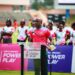Gilbert addresses a gathering at the National Cricket Stadium during the launch of the Girls Power Play Cricket Programme, held during the Women's International white-ball series vs. Sri Lanka in February/March.