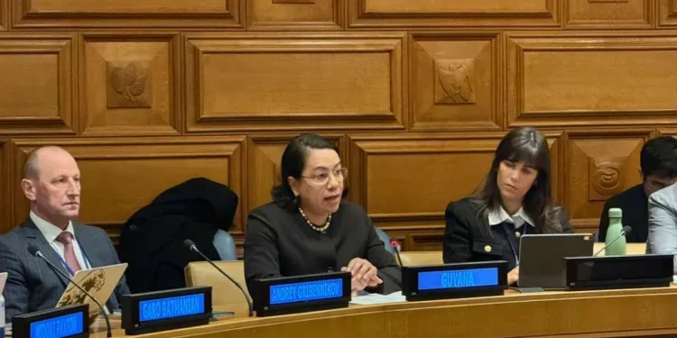 Permanent Representative of Guyana to the United Nations, Ambassador Carolyn Rodrigues-Birkett, addresses an event hosted by Brazil’s COP30 Presidency (DPI photo)