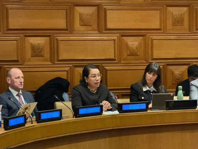 Permanent Representative of Guyana to the United Nations, Ambassador Carolyn Rodrigues-Birkett, addresses an event hosted by Brazil’s COP30 Presidency (DPI photo)