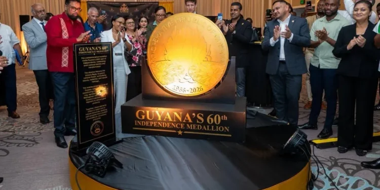 Revealing of the special medallion to commemorate Guyana’s 60th independence anniversary