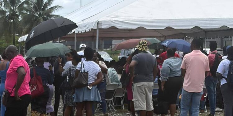 Persons turned up at the National Stadium looking for contract (Team Mohamed's photo)