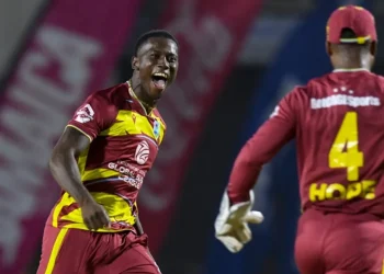 Shamar Joseph collected his best figures in T20I cricket • AFP/Getty Images
