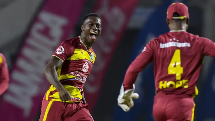 Shamar Joseph collected his best figures in T20I cricket • AFP/Getty Images