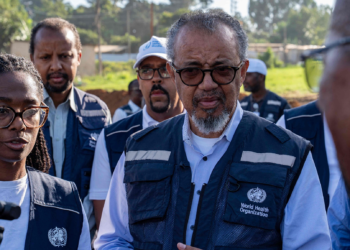 The Director-General of the World Health Organization (WHO) Tedros Adhanom Ghebreyesus visits a new Ebola treatment center in Bunia, in the northeastern Democratic Republic of the Congo, May 31, 2026. /VCG