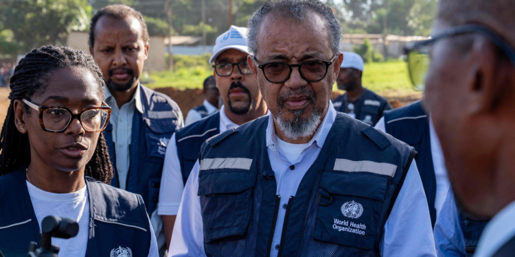 The Director-General of the World Health Organization (WHO) Tedros Adhanom Ghebreyesus visits a new Ebola treatment center in Bunia, in the northeastern Democratic Republic of the Congo, May 31, 2026. /VCG