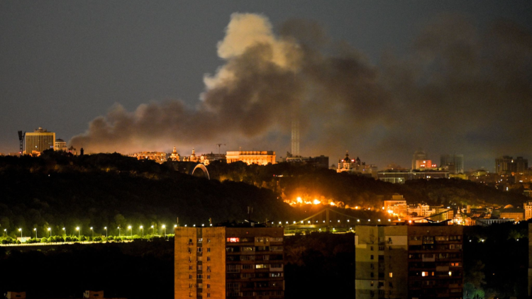 Smoke billows from a fire following Russian drone and missile attacks in Kyiv, Ukraine, June 2, 2026. /VCG