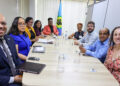 CARICOM Secretariat: Beverly Harry-Emmanuel — Advisor, Social Development, and Officer-in-Charge, Human and Social Development Directorate (far left); Dr Wendy Telgt Emanuelson — Director, PANCAP Coordinating Unit (third from left), Tamara Bobb — Programme Manager, Health Sector Development (fourth from left) and Dr Shanti Singh-Anthony — Knowledge Coordinator, PANCAP Coordinating Unit (second from left) and Timothy Austin—Communications Officer (fifth from left). PAHO/WHO Regional Validation Committee (RVC): Sandra Jones — Advisor, HIV/STI, TB and Viral Hepatitis (far right), Dr Leandro Sereno Soares — Advisor, Viral Hepatitis Prevention and Control (second from right), Jodie Dionne — Chair, Regional Validation Committee (fourth from right) and Dr Shabbir Argaw — Member, Regional Validation Committee (third from right)