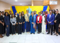 CARICOM Secretary-General, Dr Carla Barnett (centre), flanked by the honourary diplomats, officials of the CARICOM Secretariat, High Commissioner of Belize to Guyana, and Director General of Imperial House, Guyana.