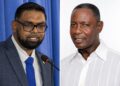 L-R President Irfaan Ali, GTUC General Secretary Lincoln Lewis