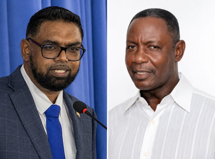 L-R President Irfaan Ali, GTUC General Secretary Lincoln Lewis