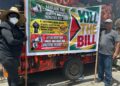 Former APNU=AFC Minister and former Parliamentarian Annette Ferguson and fellow Guyanese protesting Former Presidents Benefits Bill at the Office of the President- June 25, 2026