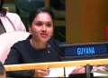 First Lady Arya Ali addressing the United Nations on Tuesday