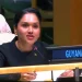 First Lady Arya Ali addressing the United Nations on Tuesday