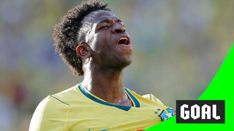 Brazil's Vinicius Junior celebrates scoring an equalising goal against Morocco in New Jersey [(BBC photo)
