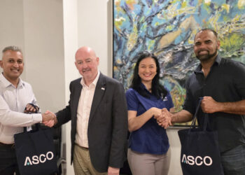 From left to right: Farsi Khudabux, CEO, Baitali Group of Companies, Steve Mitchell, Managing Director - Americas & Australia, ASCO, Deborah Benjamin, Managing Director - Trinidad, ASCO, Guido Koorndijk, Marine Support Base Director, N.V. DORDT Gateway.
