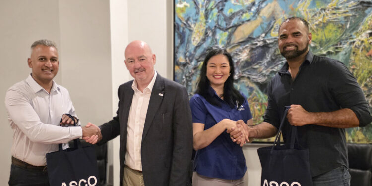 From left to right: Farsi Khudabux, CEO, Baitali Group of Companies, Steve Mitchell, Managing Director - Americas & Australia, ASCO, Deborah Benjamin, Managing Director - Trinidad, ASCO, Guido Koorndijk, Marine Support Base Director, N.V. DORDT Gateway.